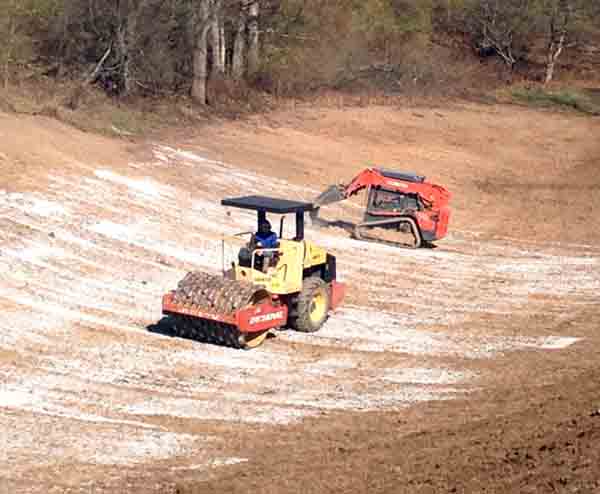 Image shows mixing and compaction of soil and bentonite mix